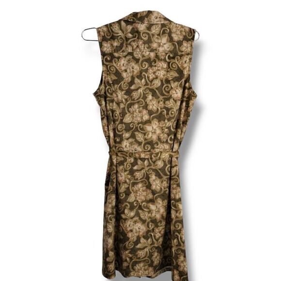 Charter Club Womens Dress Sz 10  Button Front Beige Floral Vtg. Shift Spring‎ - Picture 2 of 9